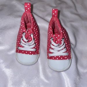 Baby red with white poka dots sneakers